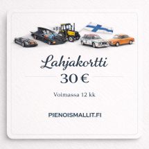 Lahjakortti 30 e pienoismalli.fi-verkkokauppaan on mieluinen lahja pienoismallien ystävälle, keräilijälle ja autoharrastajalle.
